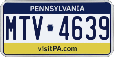 PA license plate MTV4639