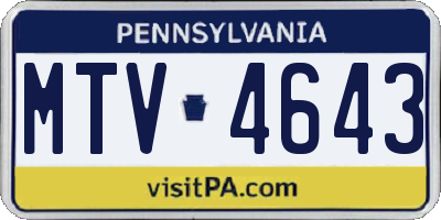 PA license plate MTV4643