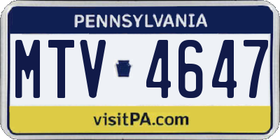 PA license plate MTV4647