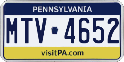 PA license plate MTV4652