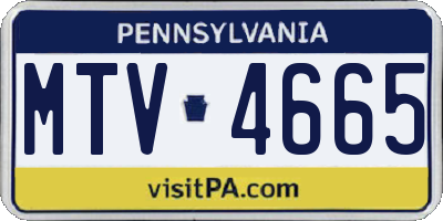 PA license plate MTV4665