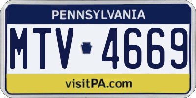 PA license plate MTV4669