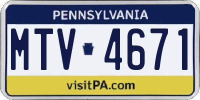 PA license plate MTV4671
