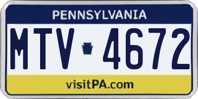 PA license plate MTV4672