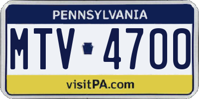 PA license plate MTV4700