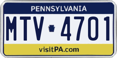 PA license plate MTV4701