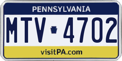 PA license plate MTV4702