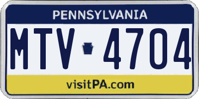 PA license plate MTV4704