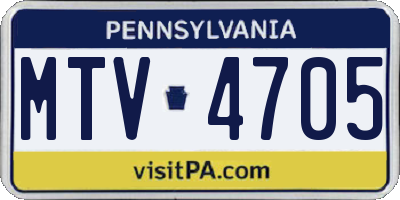 PA license plate MTV4705