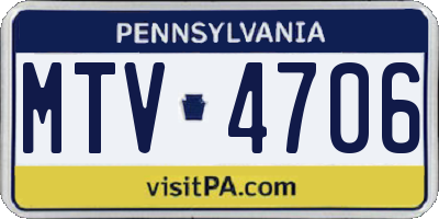 PA license plate MTV4706