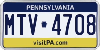 PA license plate MTV4708