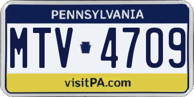 PA license plate MTV4709