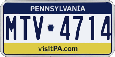 PA license plate MTV4714