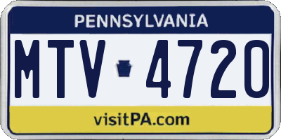 PA license plate MTV4720