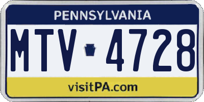 PA license plate MTV4728