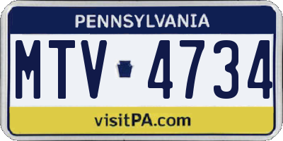 PA license plate MTV4734