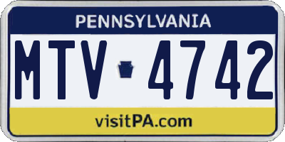 PA license plate MTV4742