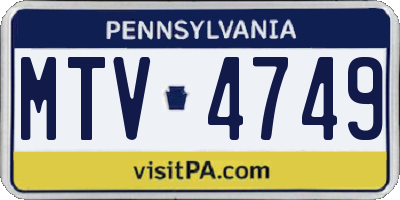 PA license plate MTV4749
