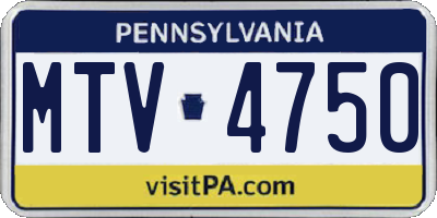 PA license plate MTV4750