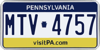PA license plate MTV4757