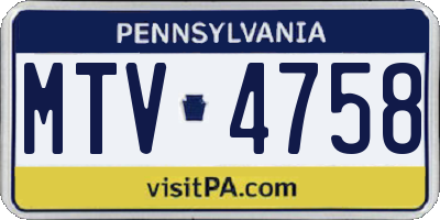 PA license plate MTV4758
