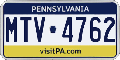 PA license plate MTV4762