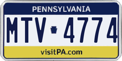 PA license plate MTV4774