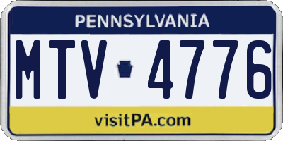 PA license plate MTV4776