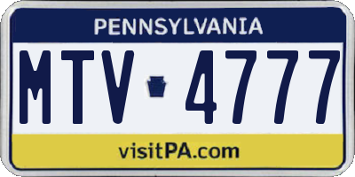 PA license plate MTV4777