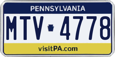 PA license plate MTV4778