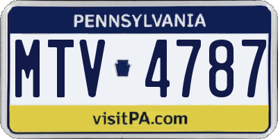 PA license plate MTV4787