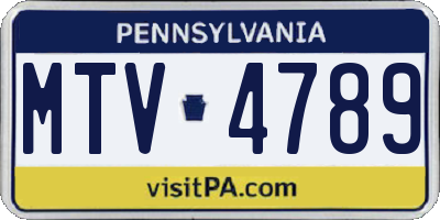 PA license plate MTV4789