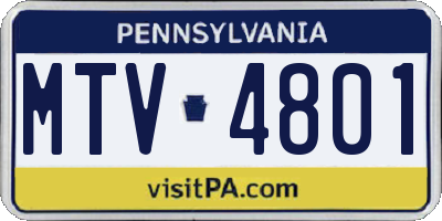 PA license plate MTV4801