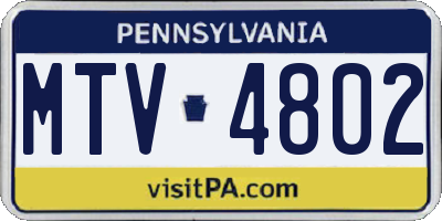 PA license plate MTV4802