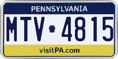 PA license plate MTV4815