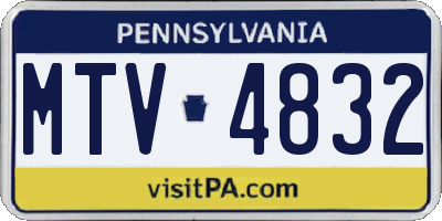 PA license plate MTV4832