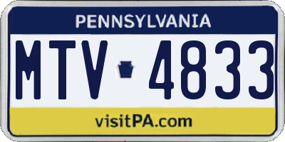 PA license plate MTV4833