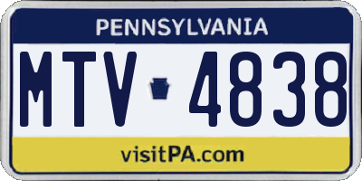 PA license plate MTV4838