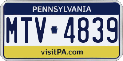 PA license plate MTV4839