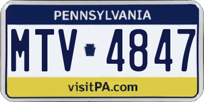 PA license plate MTV4847