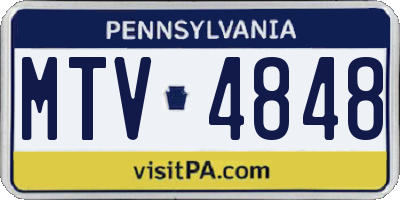 PA license plate MTV4848