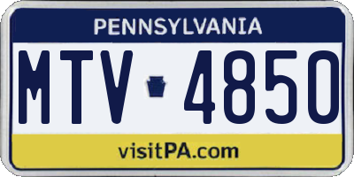 PA license plate MTV4850
