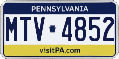 PA license plate MTV4852