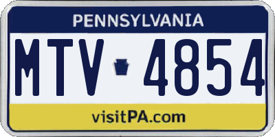 PA license plate MTV4854
