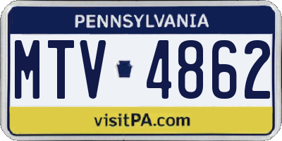 PA license plate MTV4862
