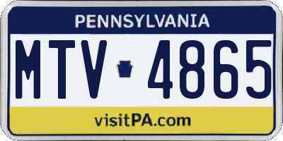 PA license plate MTV4865