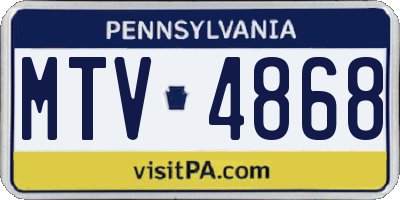 PA license plate MTV4868