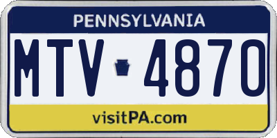 PA license plate MTV4870