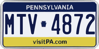 PA license plate MTV4872