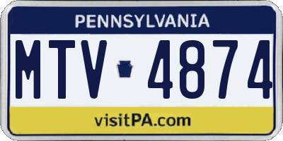 PA license plate MTV4874
